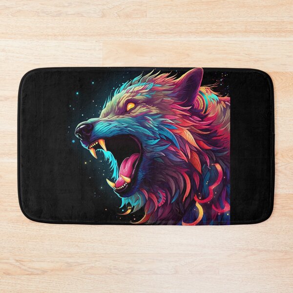Item preview, Neon Fury Wolf – Cosmic Apex Predator designed and sold by Amr Siam.