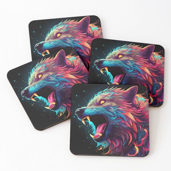 Item preview, Neon Fury Wolf – Cosmic Apex Predator designed and sold by Amr Siam.