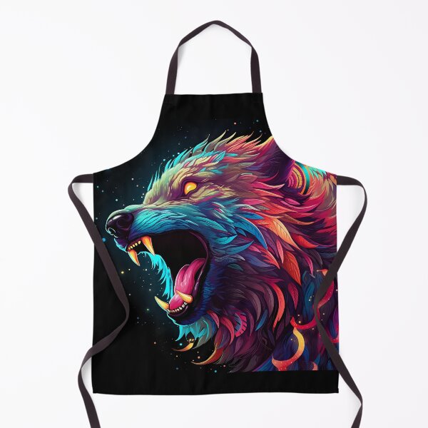 Item preview, Neon Fury Wolf – Cosmic Apex Predator designed and sold by Amr Siam.