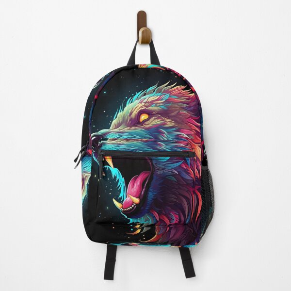 Item preview, Neon Fury Wolf – Cosmic Apex Predator designed and sold by Amr Siam.