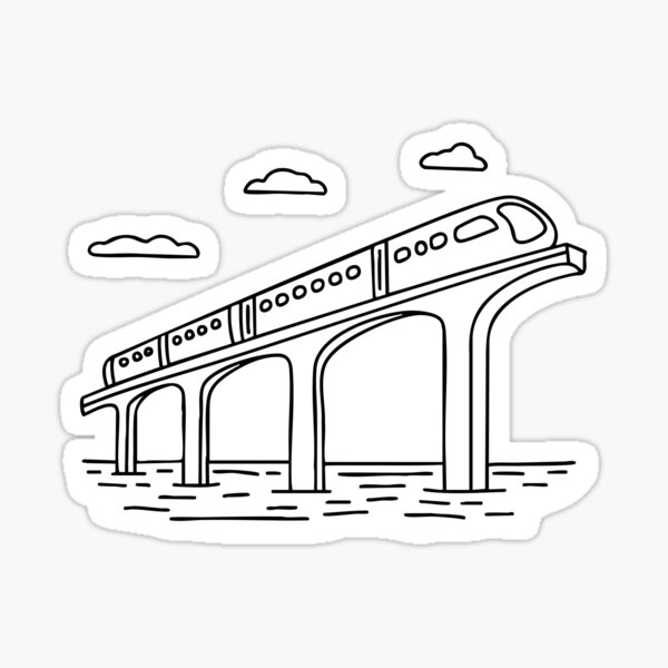 Item preview, A train moving on an overpass bridge over a river designed and sold by rasagamastore.