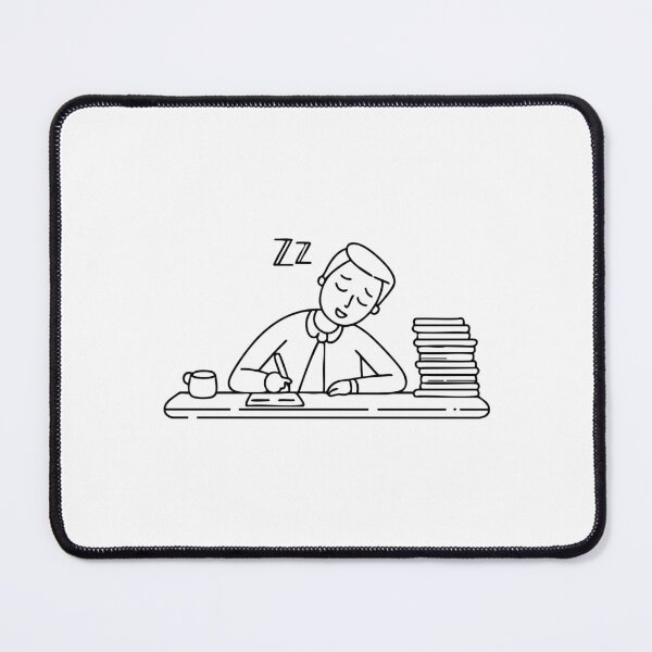 Item preview, An exhausted worker asleep at their desk with a pen still in hand designed and sold by rasagamastore.