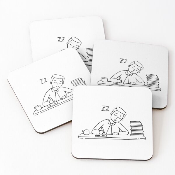 Item preview, An exhausted worker asleep at their desk with a pen still in hand designed and sold by rasagamastore.