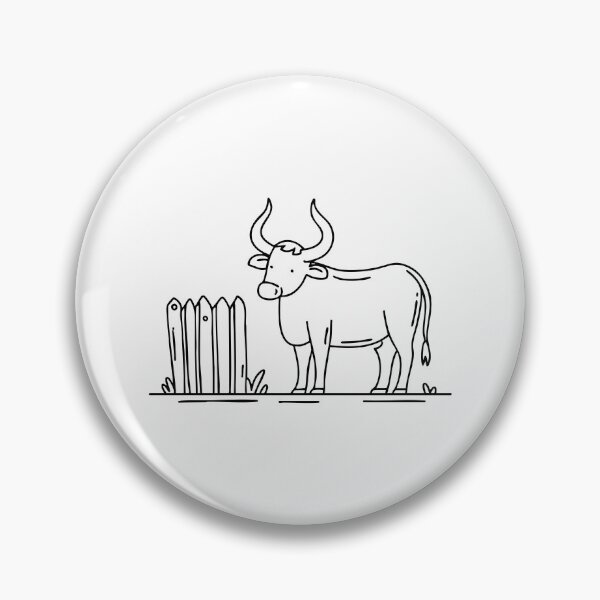 Item preview, An ox with curved horns standing near a wooden fence designed and sold by rasagamastore.