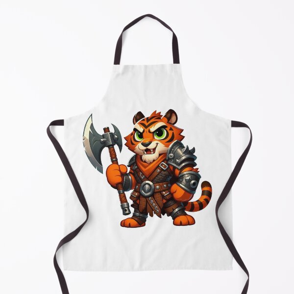 Item preview, Fierce Tiger Barbarian – Cartoon Orange Tiger with Battle Axe and Leather Armor designed and sold by Confuzz1ed.