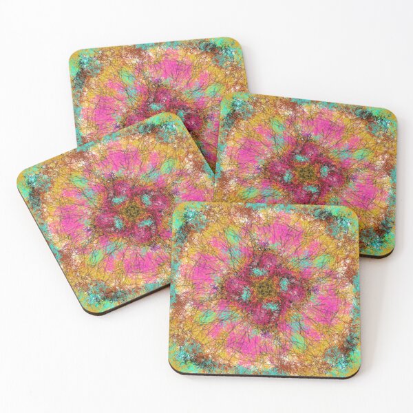 Item preview, Brilliant Flower in Aqua-Blue and Pink with Gold Accent designed and sold by Jessielee72.
