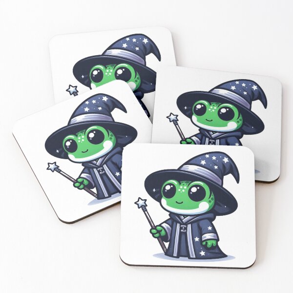 Item preview, Green Frog Mage – Cartoon Fantasy Animal with Starry Robe and Wand designed and sold by Confuzz1ed.