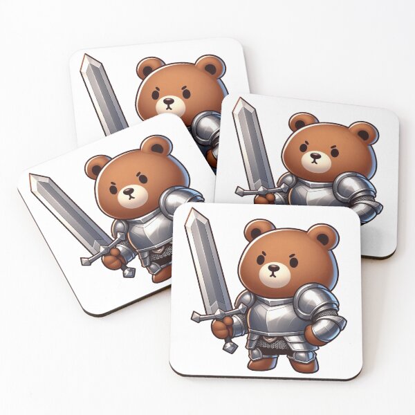 Item preview, Brown Bear Knight – Cartoon Fantasy Animal in Silver Armor with Sword designed and sold by Confuzz1ed.