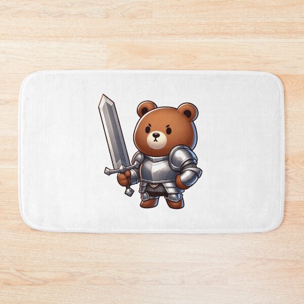 Item preview, Brown Bear Knight – Cartoon Fantasy Animal in Silver Armor with Sword designed and sold by Confuzz1ed.