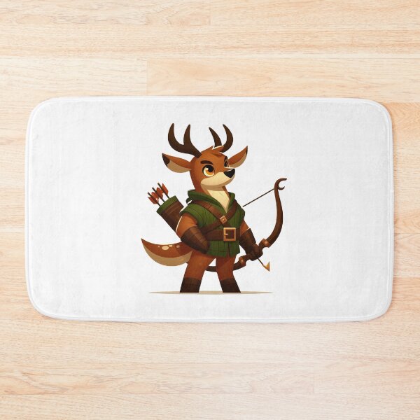 Item preview, Brown Stag Ranger – Cartoon Fantasy Animal with Bow and Leather Vest designed and sold by Confuzz1ed.