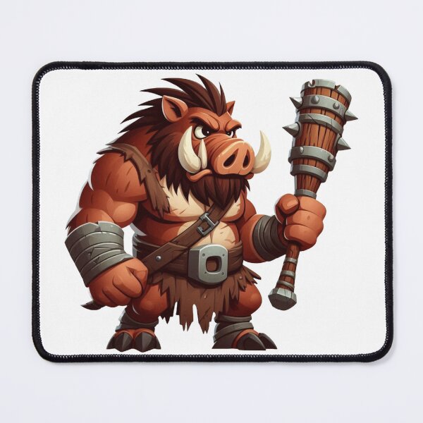 Item preview, Brown Boar Ogre – Cartoon Fantasy Animal with Club and Loincloth designed and sold by Confuzz1ed.