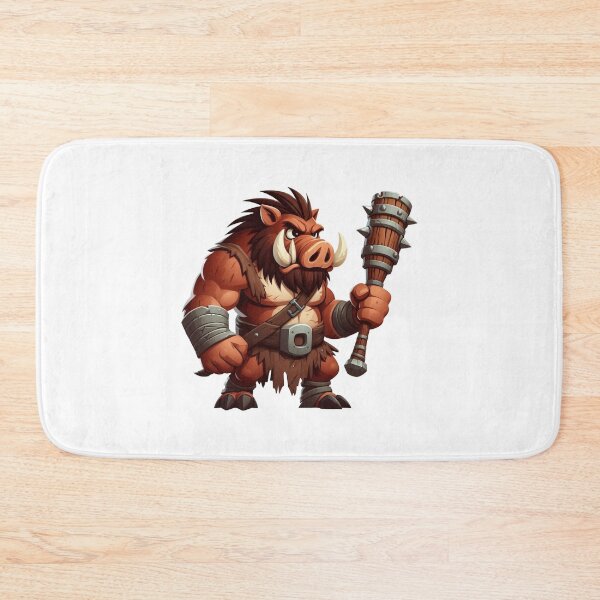 Item preview, Brown Boar Ogre – Cartoon Fantasy Animal with Club and Loincloth designed and sold by Confuzz1ed.