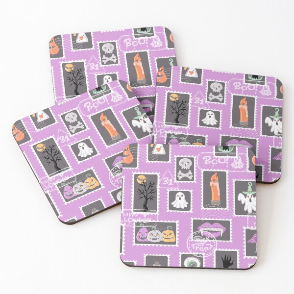 Item preview, Cute Halloween Stamp Collage – Pastel Purple Background designed and sold by LogvinArt.