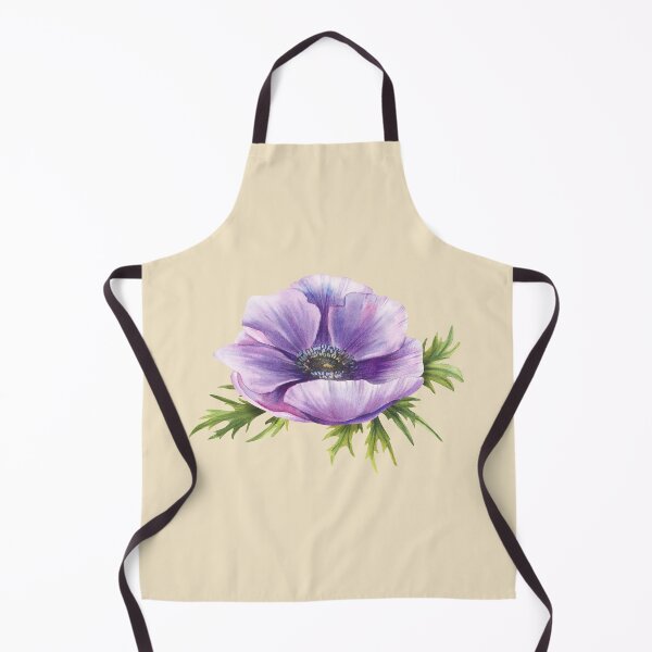 Item preview, Purple flowers Anemone with leaves. Watercolor realistic sketch. Violet blooming bud sticker designed and sold by BartolArt.