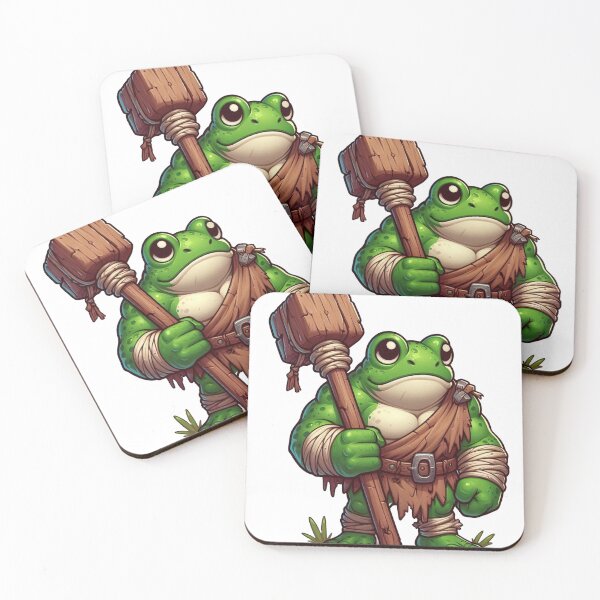 Item preview, Green Frog Ogre – Cartoon Fantasy Animal with Club and Loincloth designed and sold by Confuzz1ed.