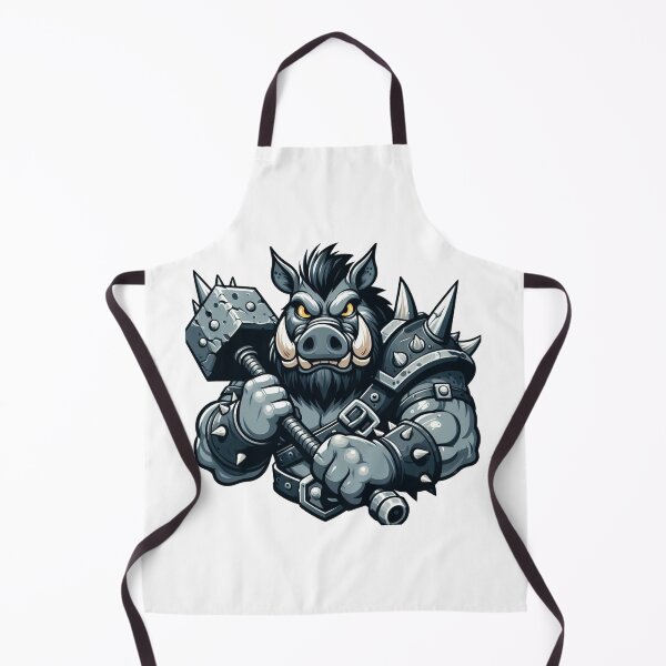 Item preview, Grey Boar Ogre – Cartoon Fantasy Animal with Stone Hammer and Spiked Armor designed and sold by Confuzz1ed.