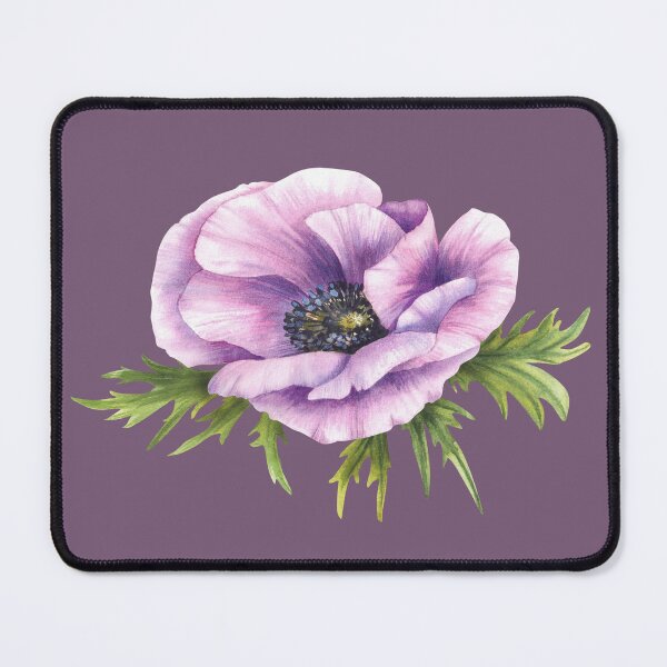 Item preview, Anemone flowers with leaves. Watercolor Purple pink blooming bud sticker designed and sold by BartolArt.