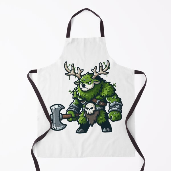 Item preview, Moss Green Deer Ogre – Cartoon Fantasy Animal with Bone Armor and Stone Axe designed and sold by Confuzz1ed.