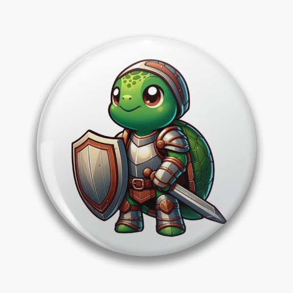 Item preview, Forest Green Turtle Knight – Cartoon Fantasy Animal with Bronze Armor and Shield designed and sold by Confuzz1ed.
