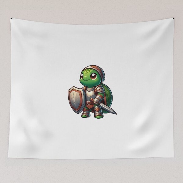 Item preview, Forest Green Turtle Knight – Cartoon Fantasy Animal with Bronze Armor and Shield designed and sold by Confuzz1ed.