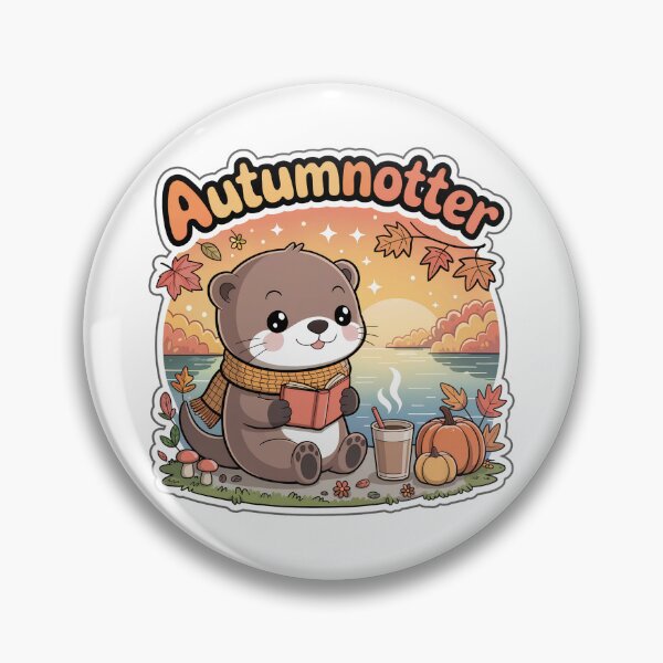 Item preview, Autumnotter – Cute Chibi Otter Reading by the Riverside Sticker | Cozy Autumn Animal Art designed and sold by Nuist25.