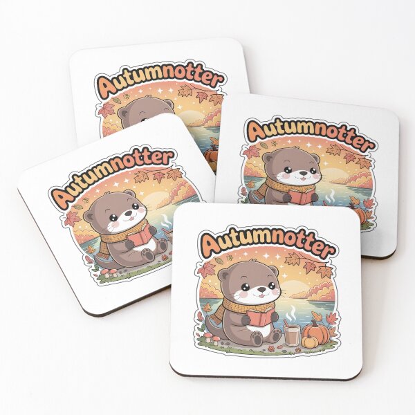Item preview, Autumnotter – Cute Chibi Otter Reading by the Riverside Sticker | Cozy Autumn Animal Art designed and sold by Nuist25.
