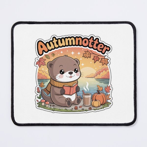 Item preview, Autumnotter – Cute Chibi Otter Reading by the Riverside Sticker | Cozy Autumn Animal Art designed and sold by Nuist25.