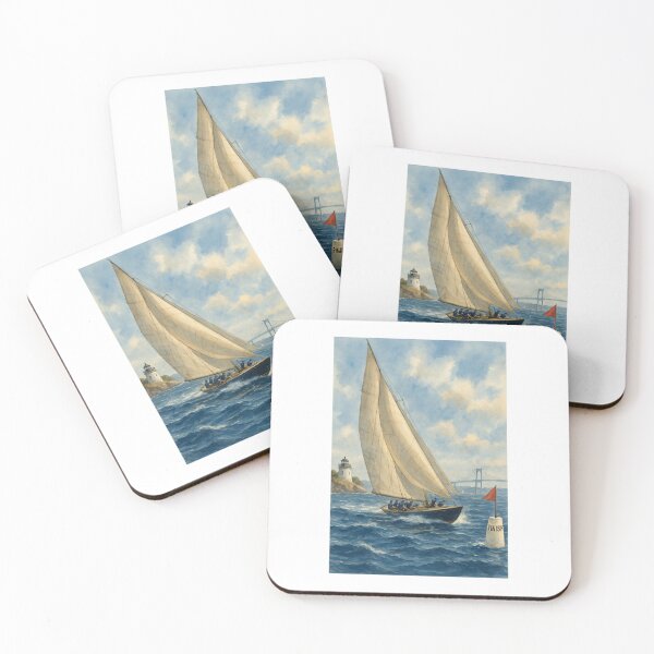 Item preview, Newport Yacht Race Finish – Watercolor Sailing Scene designed and sold by LegacyScenes.