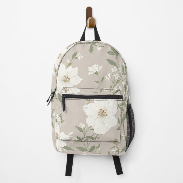 Item preview, White Blossoms and Green Foliage on Beige Background designed and sold by CoolPixels.