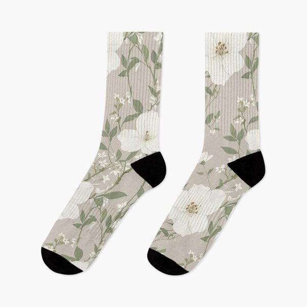 Item preview, White Blossoms and Green Foliage on Beige Background designed and sold by CoolPixels.