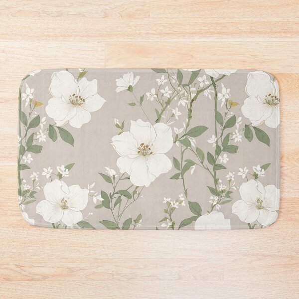 Item preview, White Blossoms and Green Foliage on Beige Background designed and sold by CoolPixels.