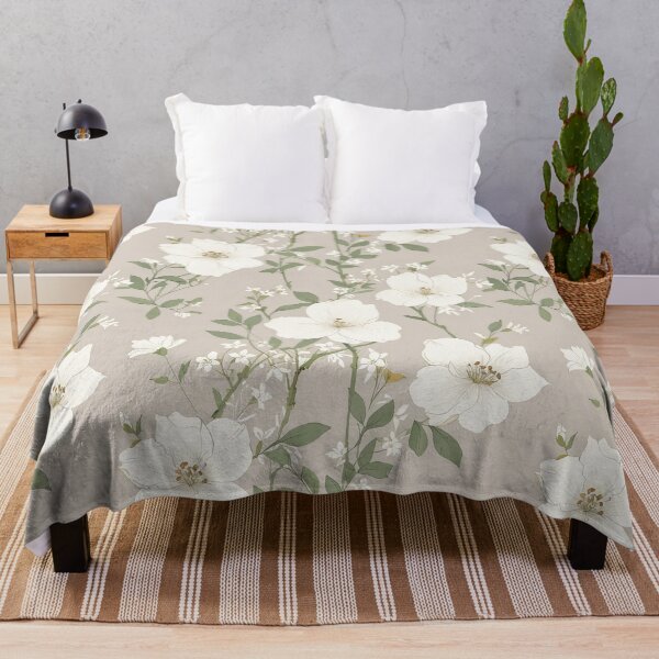 Item preview, White Blossoms and Green Foliage on Beige Background designed and sold by CoolPixels.