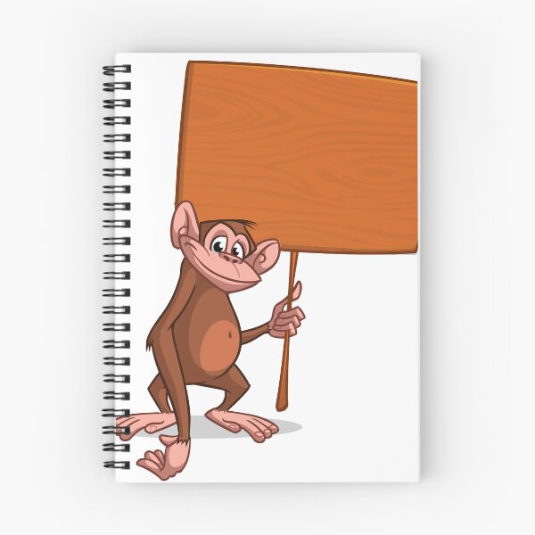Item preview, Happy Cartoon Chimpanzee Holding Blank Wooden Sign – Fun Customizable Design designed and sold by TeesHearts100.