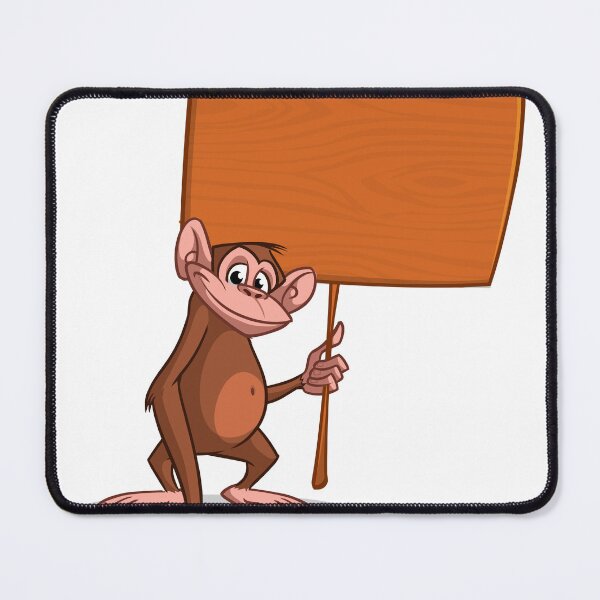 Item preview, Happy Cartoon Chimpanzee Holding Blank Wooden Sign – Fun Customizable Design designed and sold by TeesHearts100.