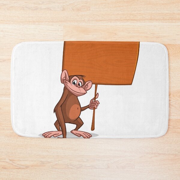 Item preview, Happy Cartoon Chimpanzee Holding Blank Wooden Sign – Fun Customizable Design designed and sold by TeesHearts100.