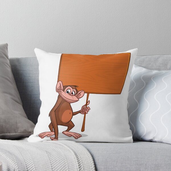 Item preview, Happy Cartoon Chimpanzee Holding Blank Wooden Sign – Fun Customizable Design designed and sold by TeesHearts100.