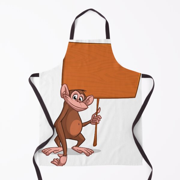 Item preview, Happy Cartoon Chimpanzee Holding Blank Wooden Sign – Fun Customizable Design designed and sold by TeesHearts100.
