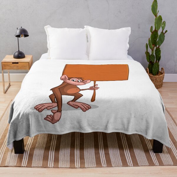 Item preview, Happy Cartoon Chimpanzee Holding Blank Wooden Sign – Fun Customizable Design designed and sold by TeesHearts100.