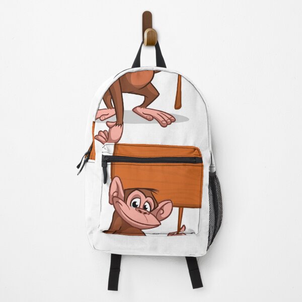 Item preview, Happy Cartoon Chimpanzee Holding Blank Wooden Sign – Fun Customizable Design designed and sold by TeesHearts100.