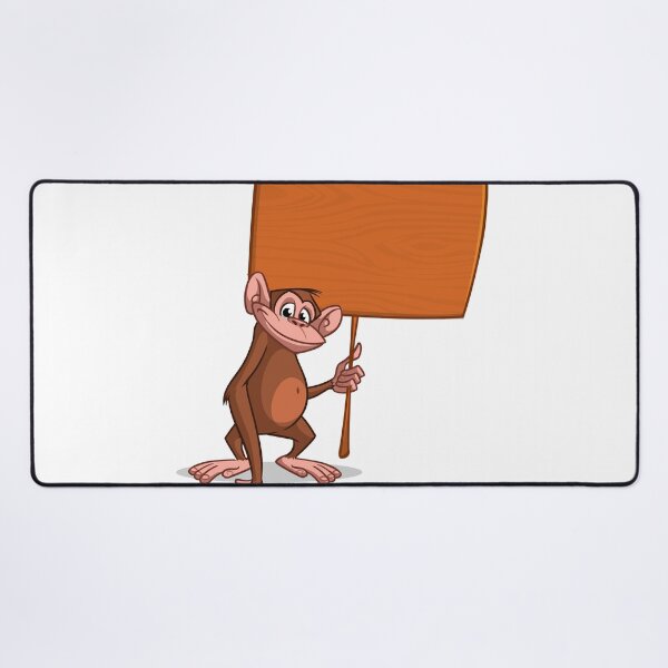 Item preview, Happy Cartoon Chimpanzee Holding Blank Wooden Sign – Fun Customizable Design designed and sold by TeesHearts100.