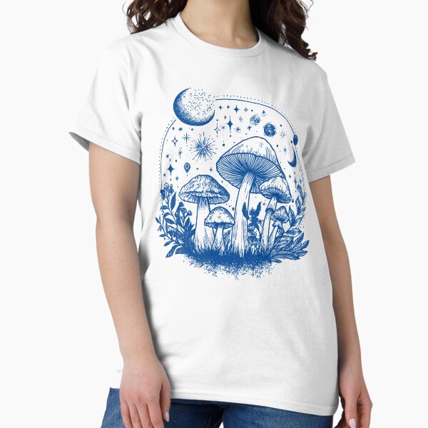 Item preview, Celestial Mushrooms T-Shirt, Cosmic Fungi Shirt, Stars and Moon Design, Magical Woodland Tee, Unisex Tee designed and sold by DeesignEngine.