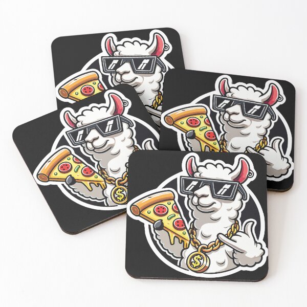 Item preview, Cool Llama with Pizza & Gold Chain designed and sold by ADAM-YOUB.