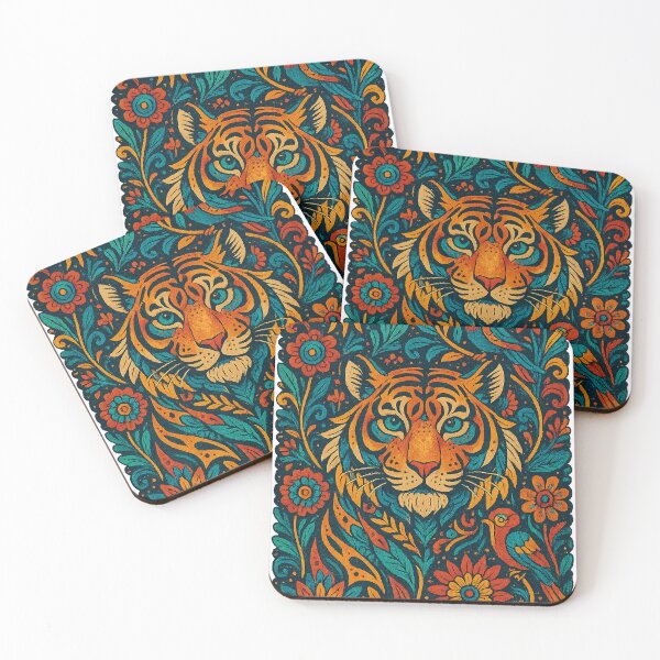 Item preview, Maximalist Tiger Bloom – Color Explosion Illustration designed and sold by Lurixo.