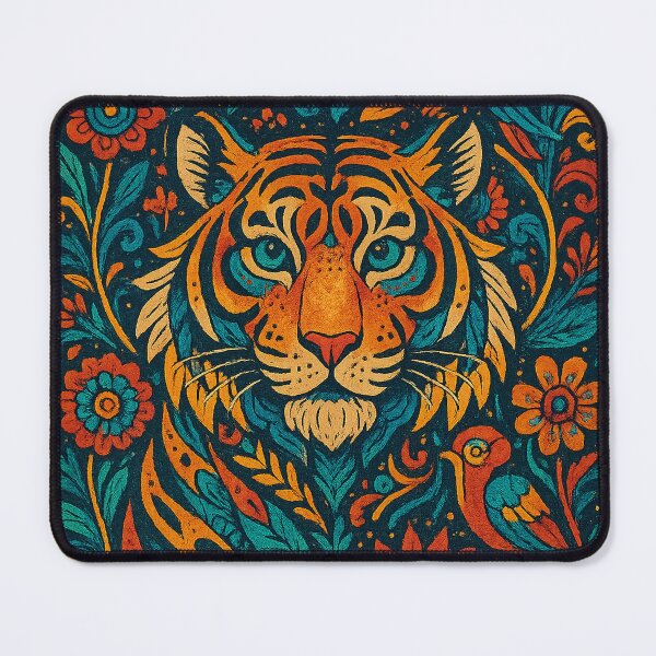 Item preview, Maximalist Tiger Bloom – Color Explosion Illustration designed and sold by Lurixo.