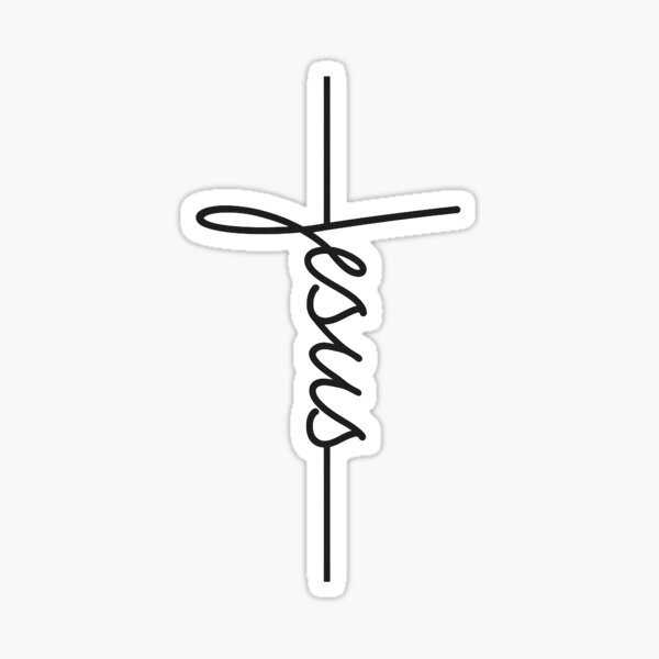 Item preview, Minimalist Neon Cross with Jesus Text – Modern Christian Wall Art designed and sold by Ewa Miller.