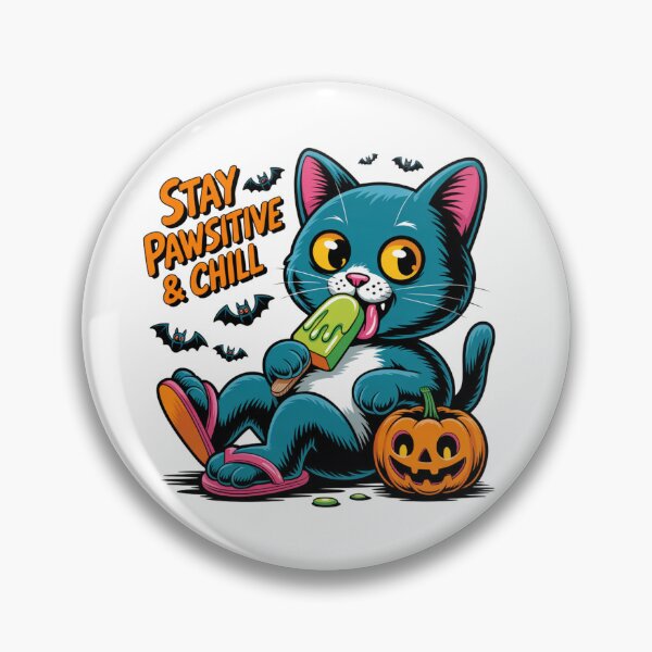 Item preview, Stay Pawsitive & Chill - Black Cat with Popsicle designed and sold by theartfulaspie.
