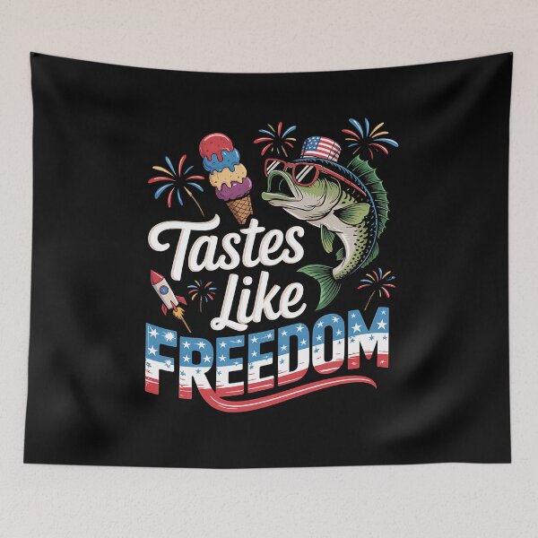 Item preview, Tastes Like Freedom Bass Fishing Funny 4th of July designed and sold by BakeryDozen.