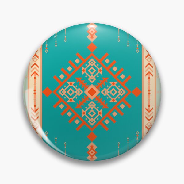 Item preview, Teal Geometric Textile Pattern with Orange and Peach Accents Intricate designed and sold by Crispifly.