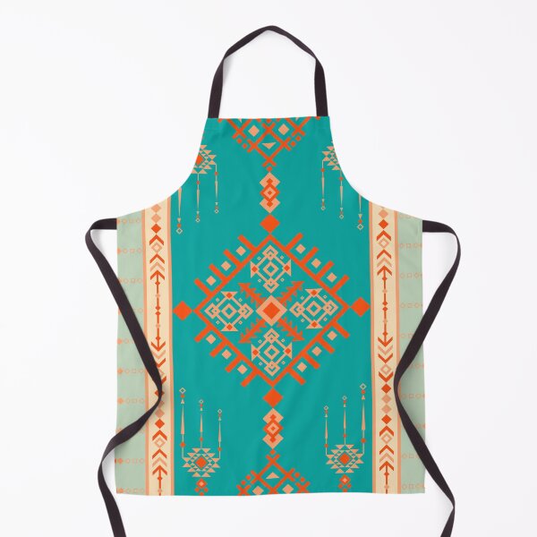 Item preview, Teal Geometric Textile Pattern with Orange and Peach Accents Intricate designed and sold by Crispifly.