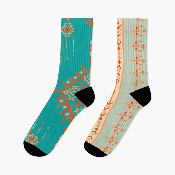 Item preview, Teal Geometric Textile Pattern with Orange and Peach Accents Intricate designed and sold by Crispifly.